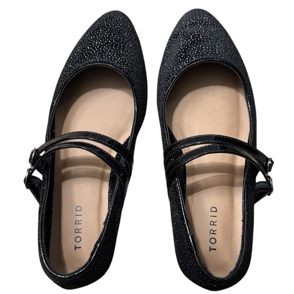 TORRID Elegant Flat Maryjane’s in Black Sparkle Size 8WW —Worn 1X - Picture 6 of 8